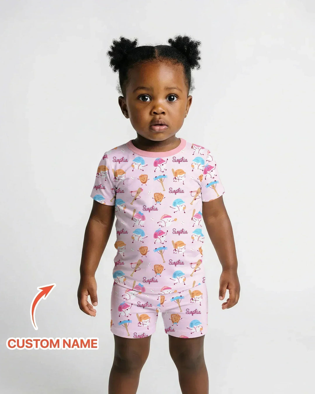 Custom Name Ballparl Family Matching Bamboo Two Piece Short Sleeve Shorts Pajama Set