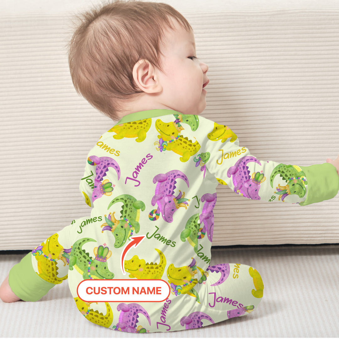 Custom Name Mardi Gras Alligator Convertible Zippy