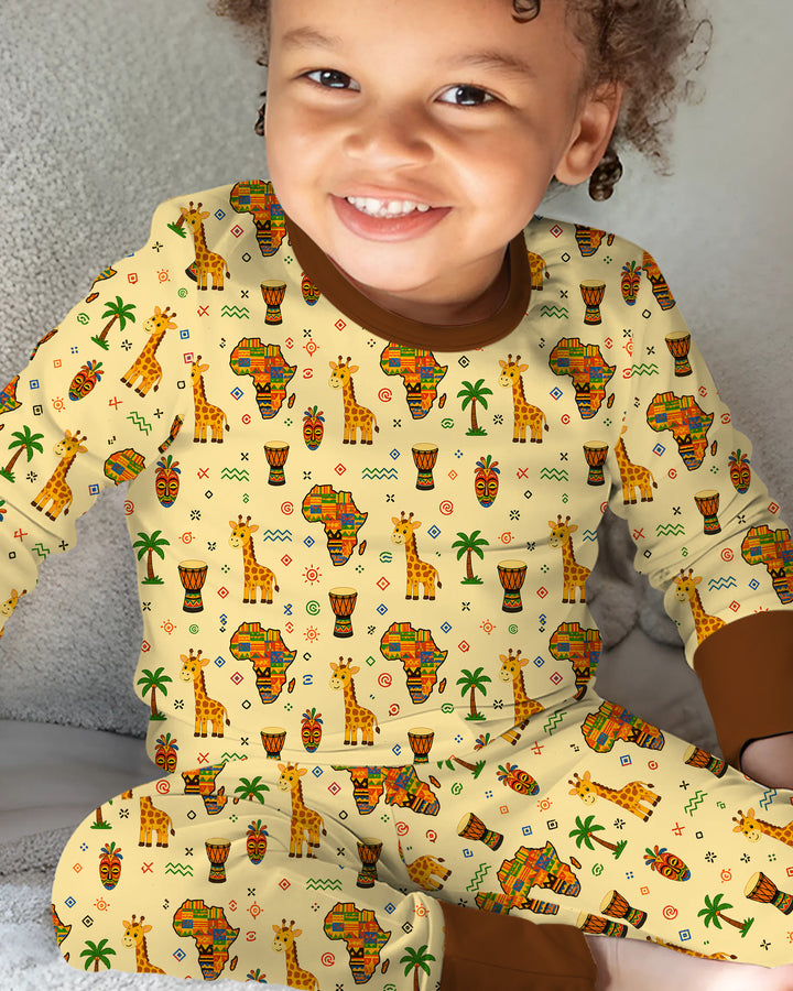 African Culture Bamboo Two Piece Long Sleeve Pajama Set