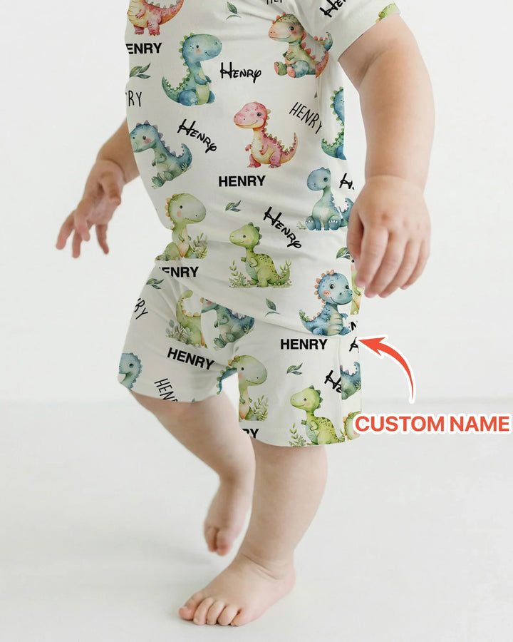 Zweiteiliges Pyjama-Set mit kurzen Ärmeln und Shorts im Sommer-Design