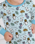 Pijama de dos piezas de bambú de manga larga a juego para la familia, Pascua: "Él ha resucitado"