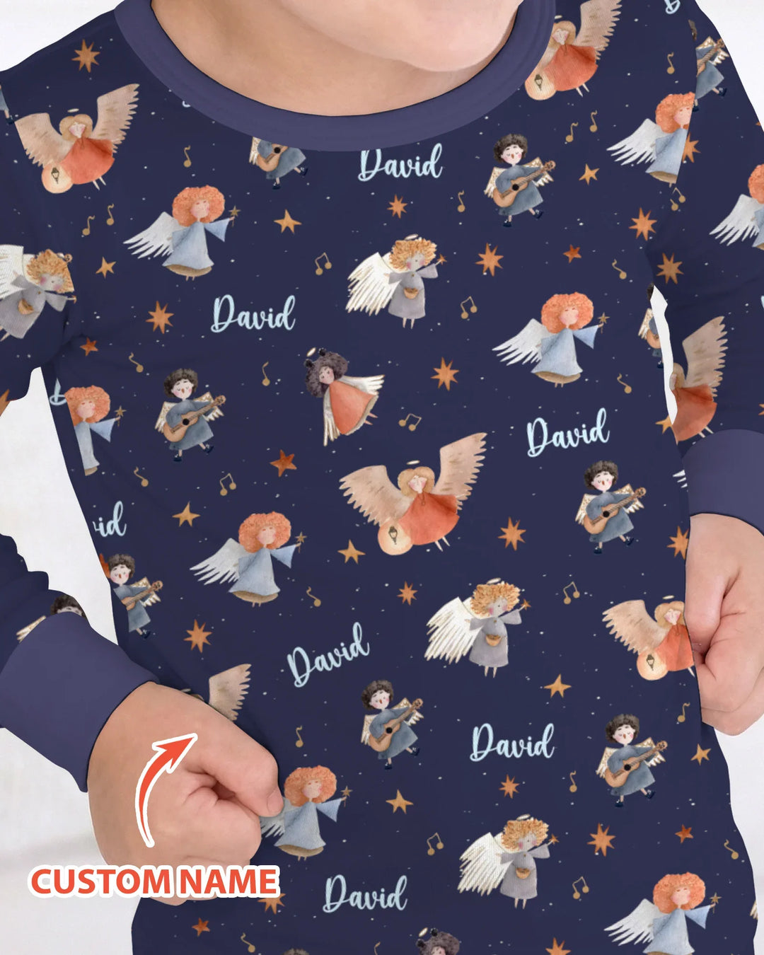 Pijama de dos piezas de bambú de manga larga personalizado Guardian Angels