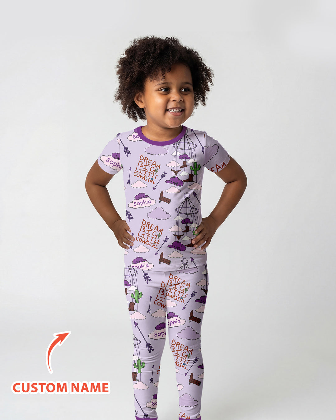Litlle Cowboy Sis Bro Matching  Bamboo Two Piece Short Sleeve Pajama Set