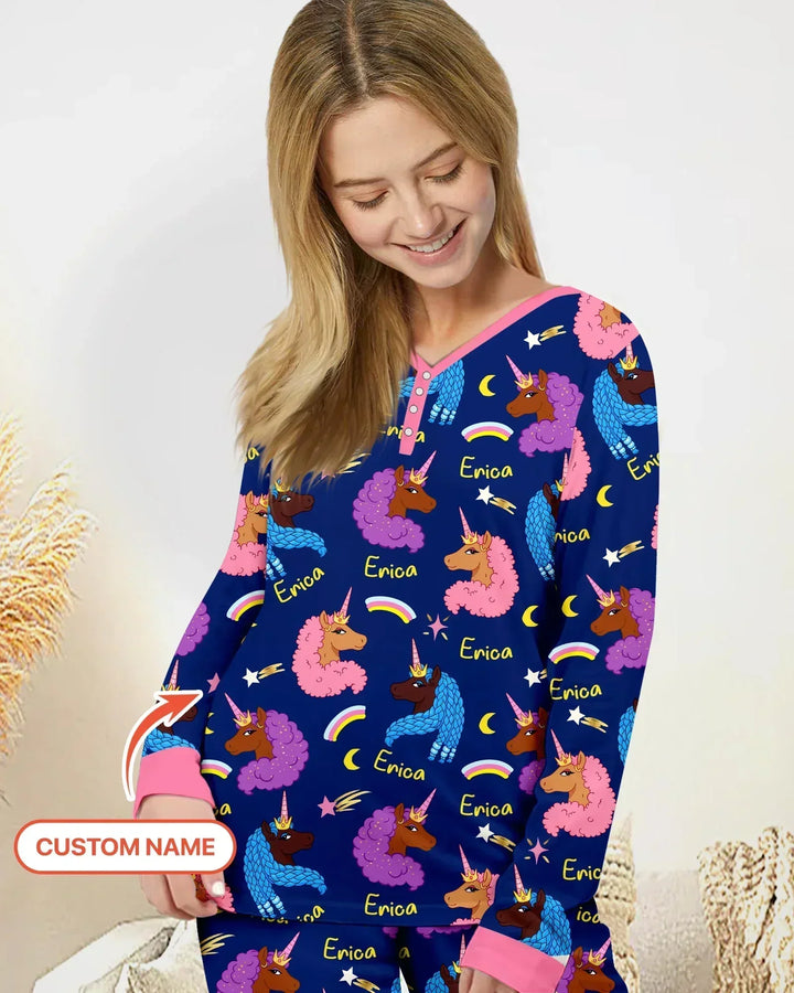 African Astro Unicorn Women Pajama Set