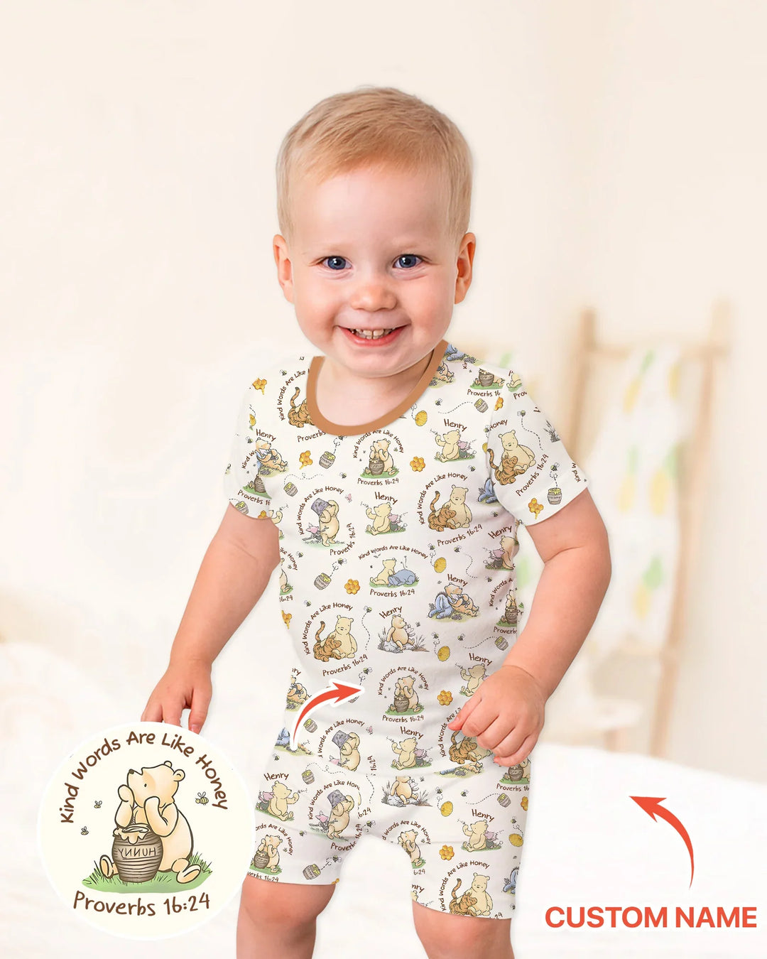 Kind Words Are Like Honey Custom Name Bamboo Two Piece Short Sleeve Shorts Pajama