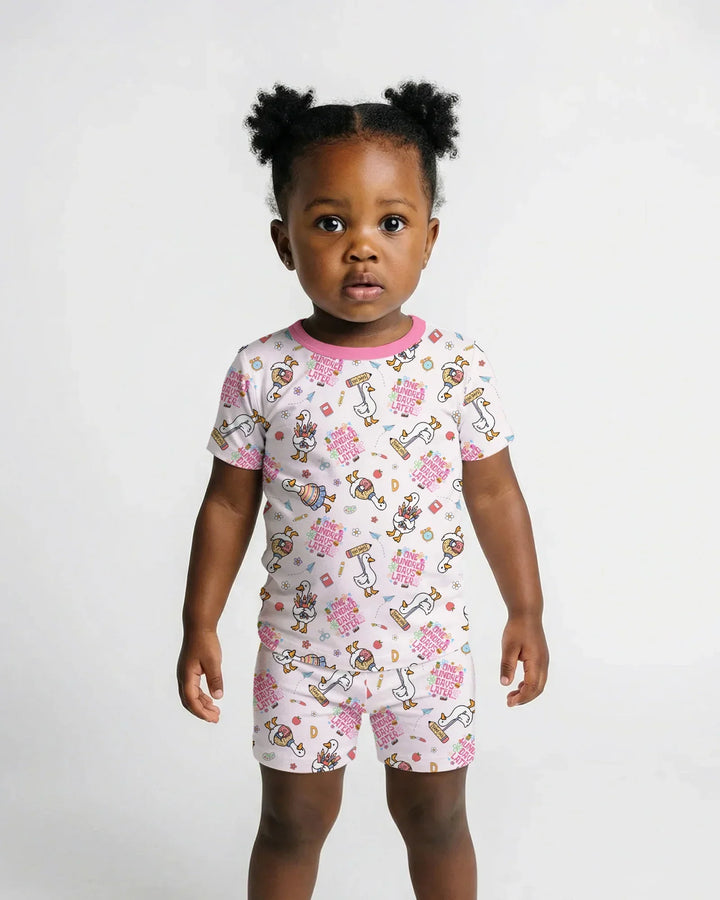 One Hundred Days Later Silly Goose Two Piece Short Sleeve Shorts Pajama Set