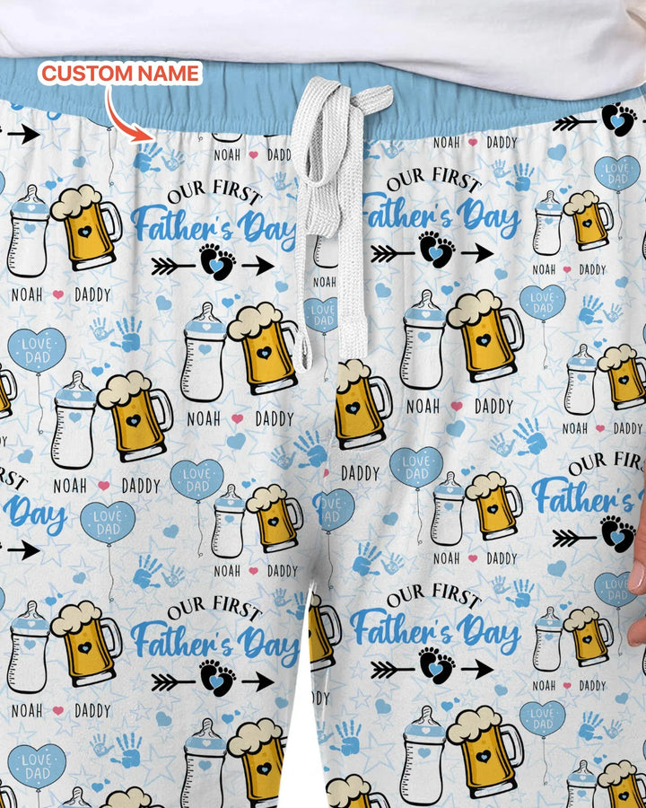 Custom Name First Father's Day Drink Bamboo Men's Pajama Set