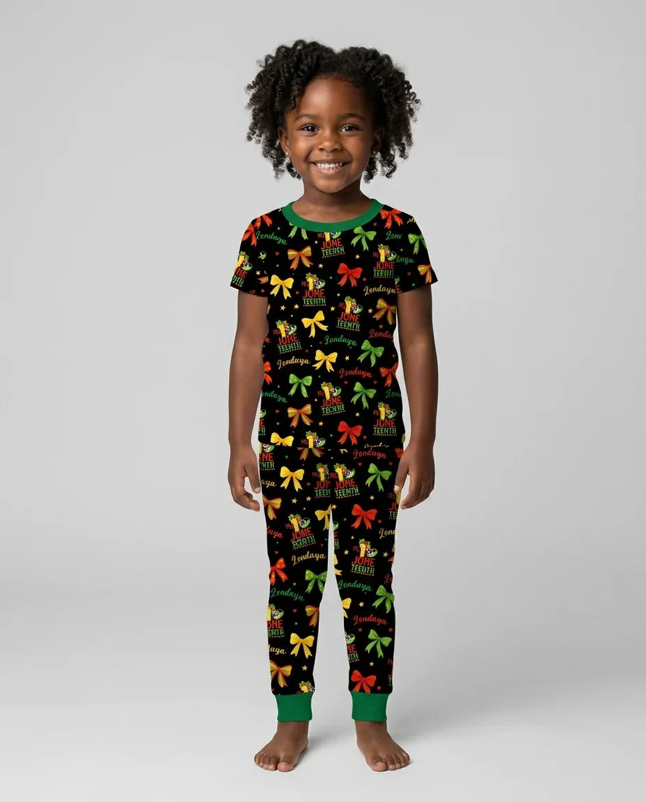 Little Miss Juneteenth Bamboo Two Piece Short Sleeve Pajama Set