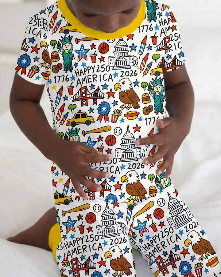 Doodle America 250th Anniversary Family Two Piece Short Sleeve Pajama Set