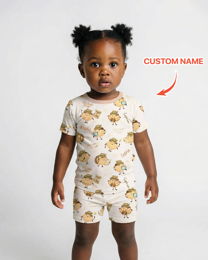 Custom Name Passover Afikoman Two Piece Short Sleeve Shorts Pajama Set