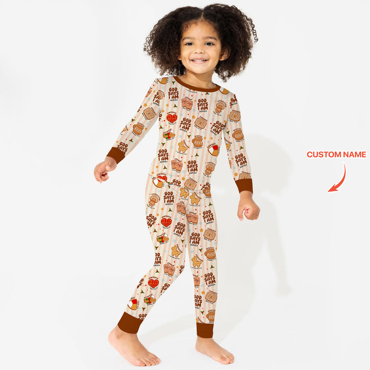 Zweiteiliges Langarm-Pyjama-Set mit Sommerfrüchten