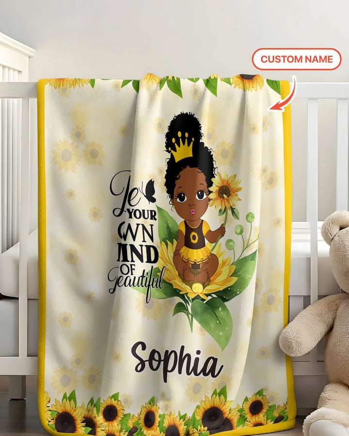 Custom Name Sunflower Queen Bamboo Blanket