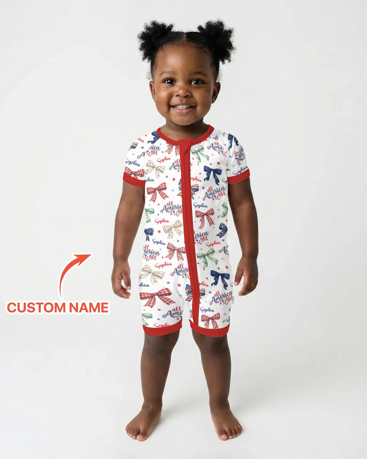 Custom Name All American Girl Bamboo Shorty Zippy