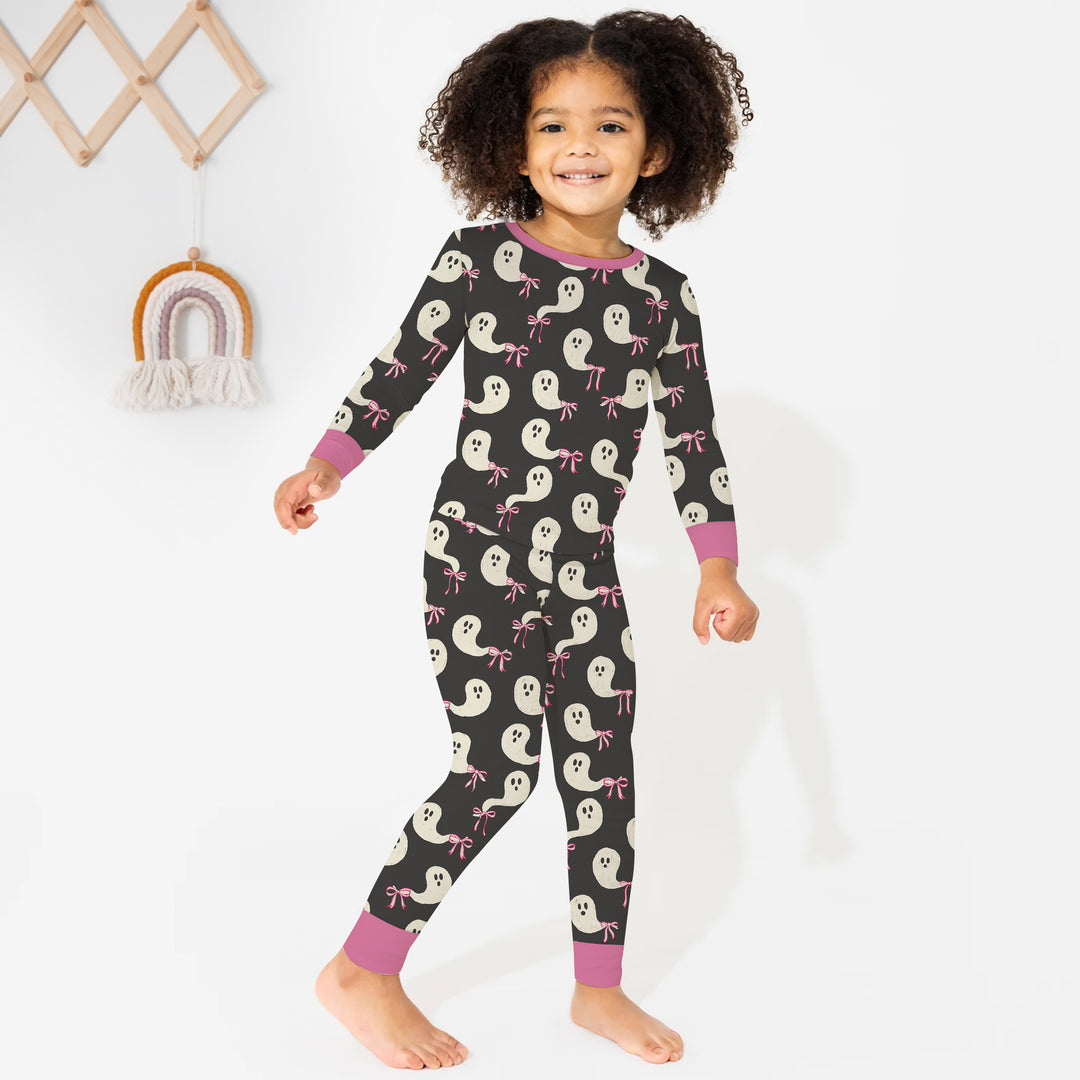Little Ghosts Two Piece Long Sleeve Pajama Set For Halloween