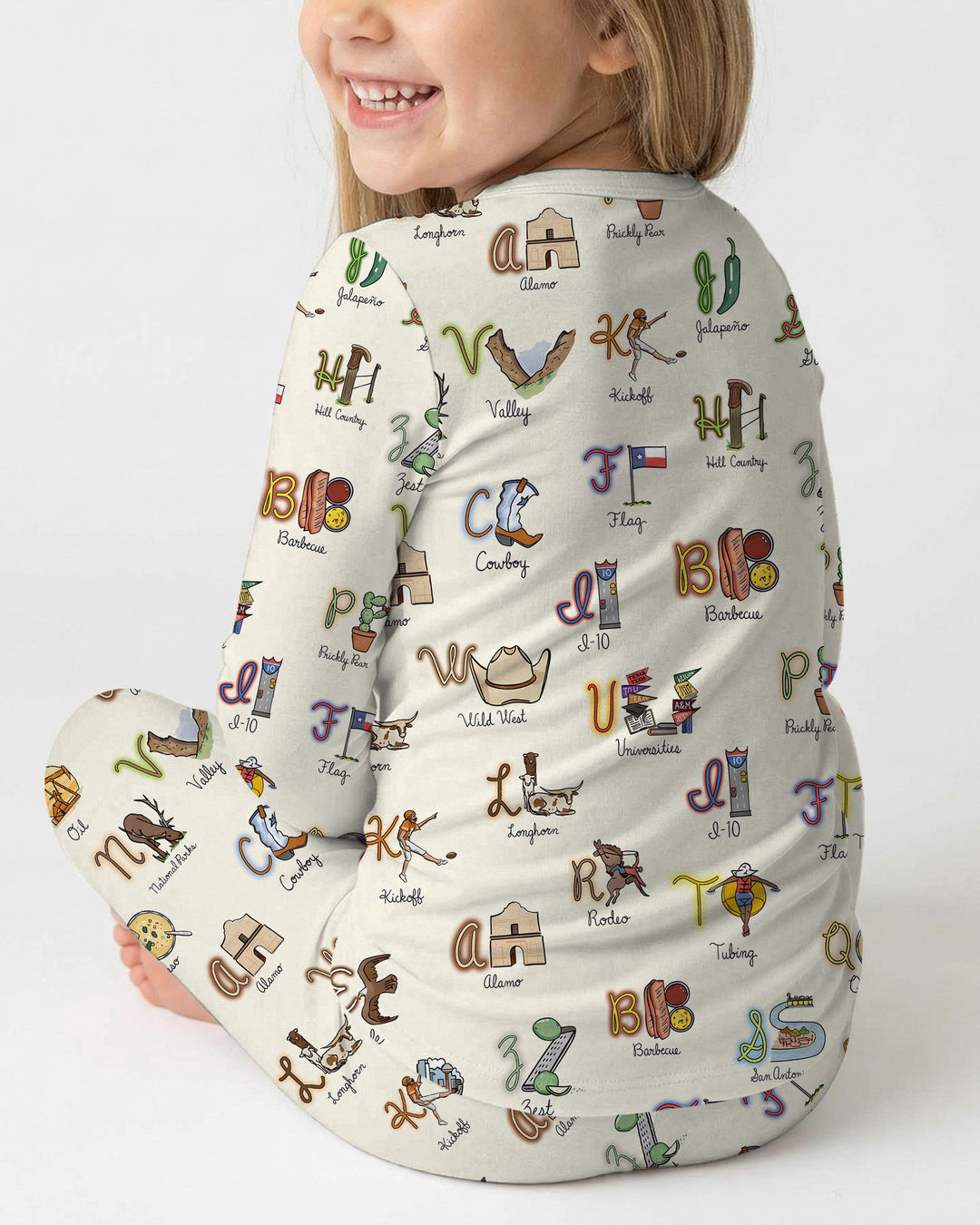 Texas Alphabet Bamboo Two Piece Long Sleeve Pajama Set