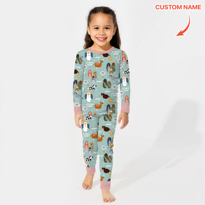 O Holy Night Custom Name Long Sleeve Pajama Set