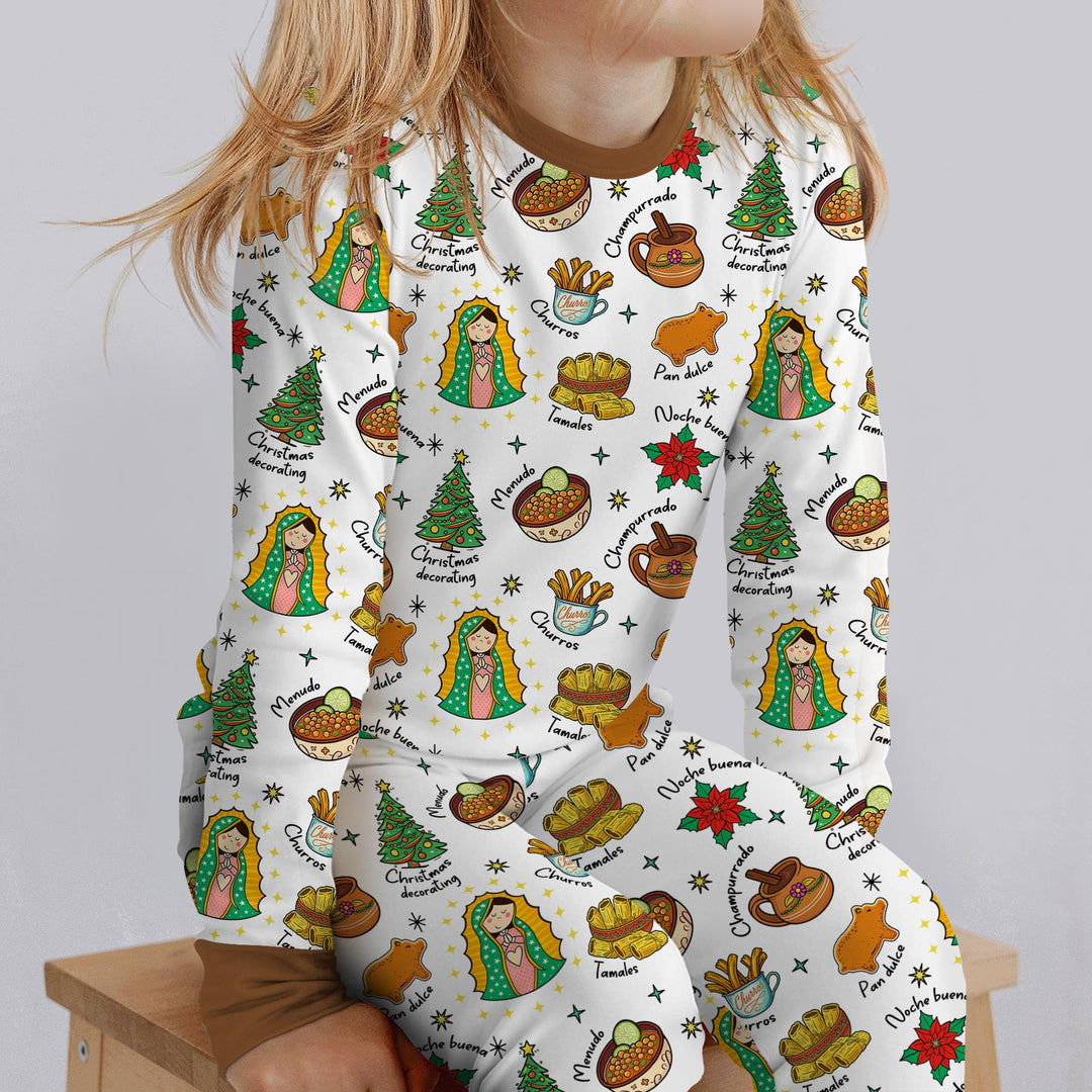 Zweiteiliges Langarm-Pyjama-Set mit Sommerfrüchten