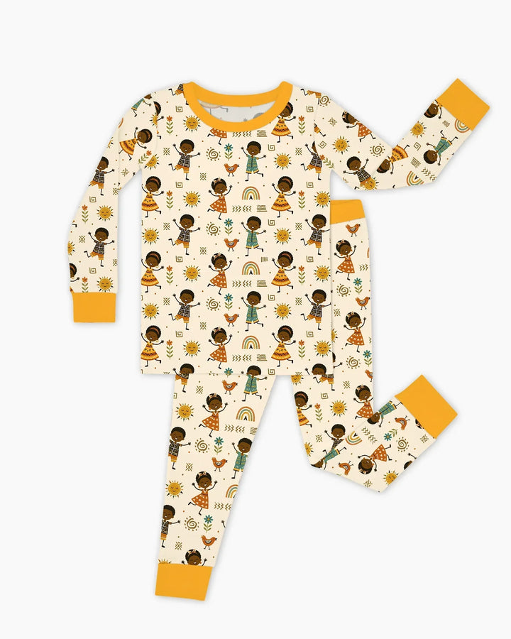 Cute African Heritage Bamboo Two Piece Long Sleeve Pajama Set