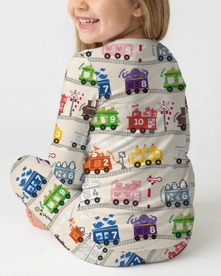 Color Train Bamboo Two Piece Long Sleeve Pajama Set