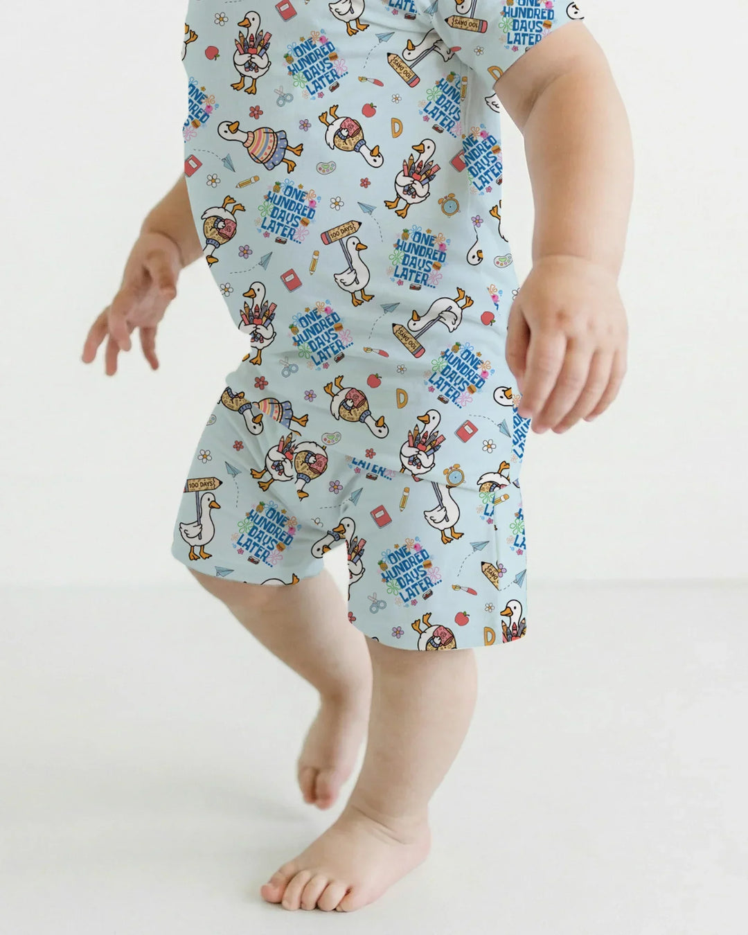 One Hundred Days Later Silly Goose Two Piece Short Sleeve Shorts Pajama Set