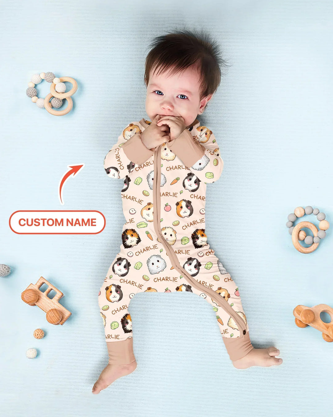 Custom Name Cute Guinea Pigs Convertible Zippy