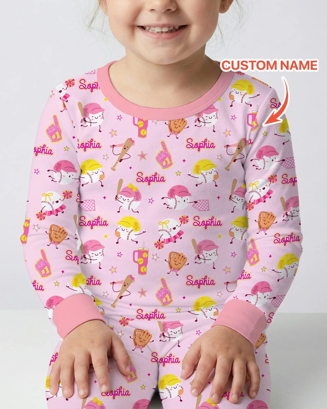 Baseball Mama and Mini Matching Bamboo Two Piece Long Sleeve Pajama Set