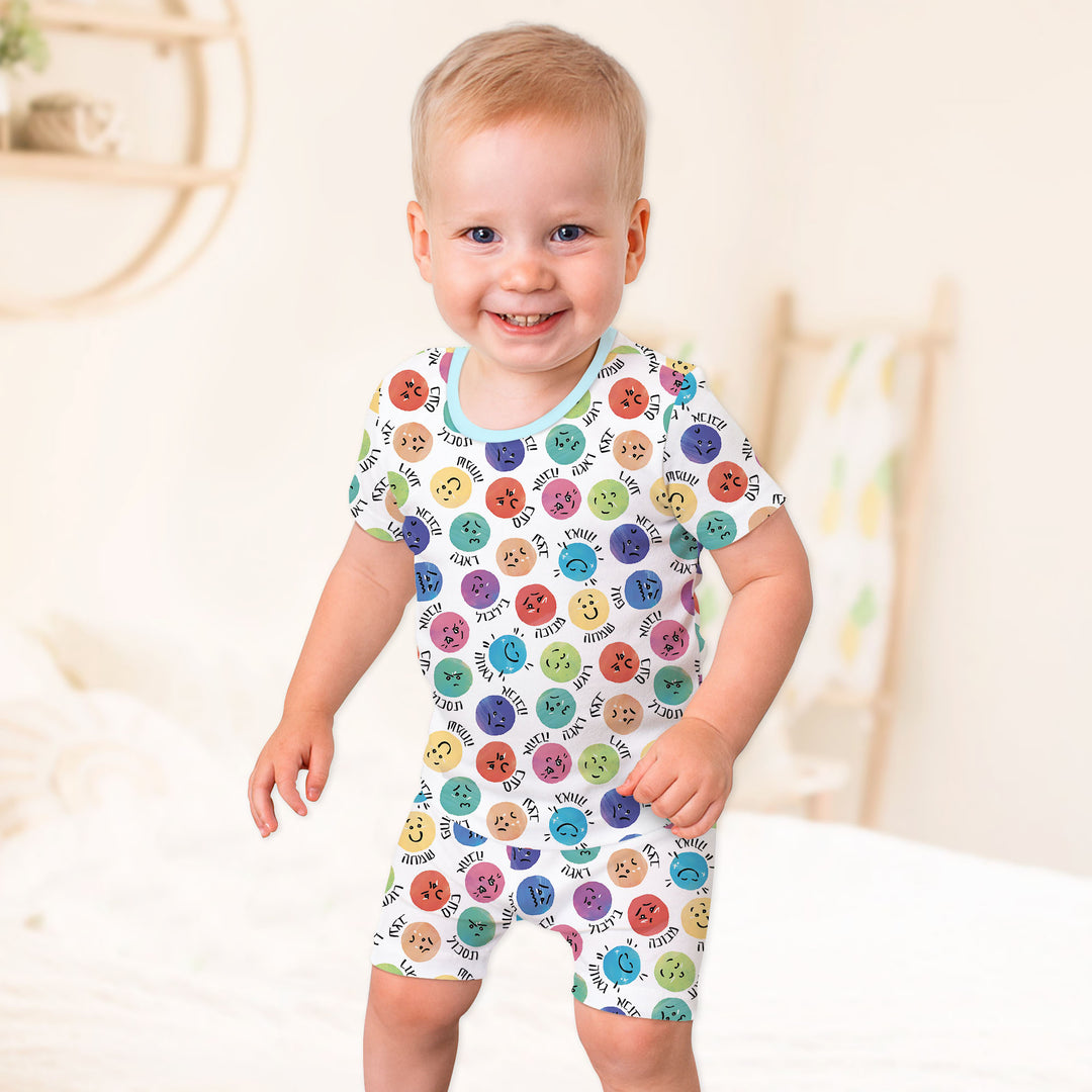 My Emotions Hebrew Two Piece Short Sleeve Shorts Pajama Set