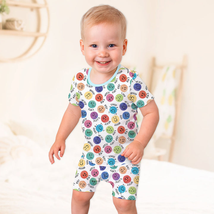 My Emotions Hebrew Two Piece Short Sleeve Shorts Pajama Set