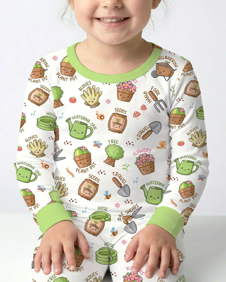 Kawaii Garden Crew Bamboo Two Piece Long Sleeve Pajama Set