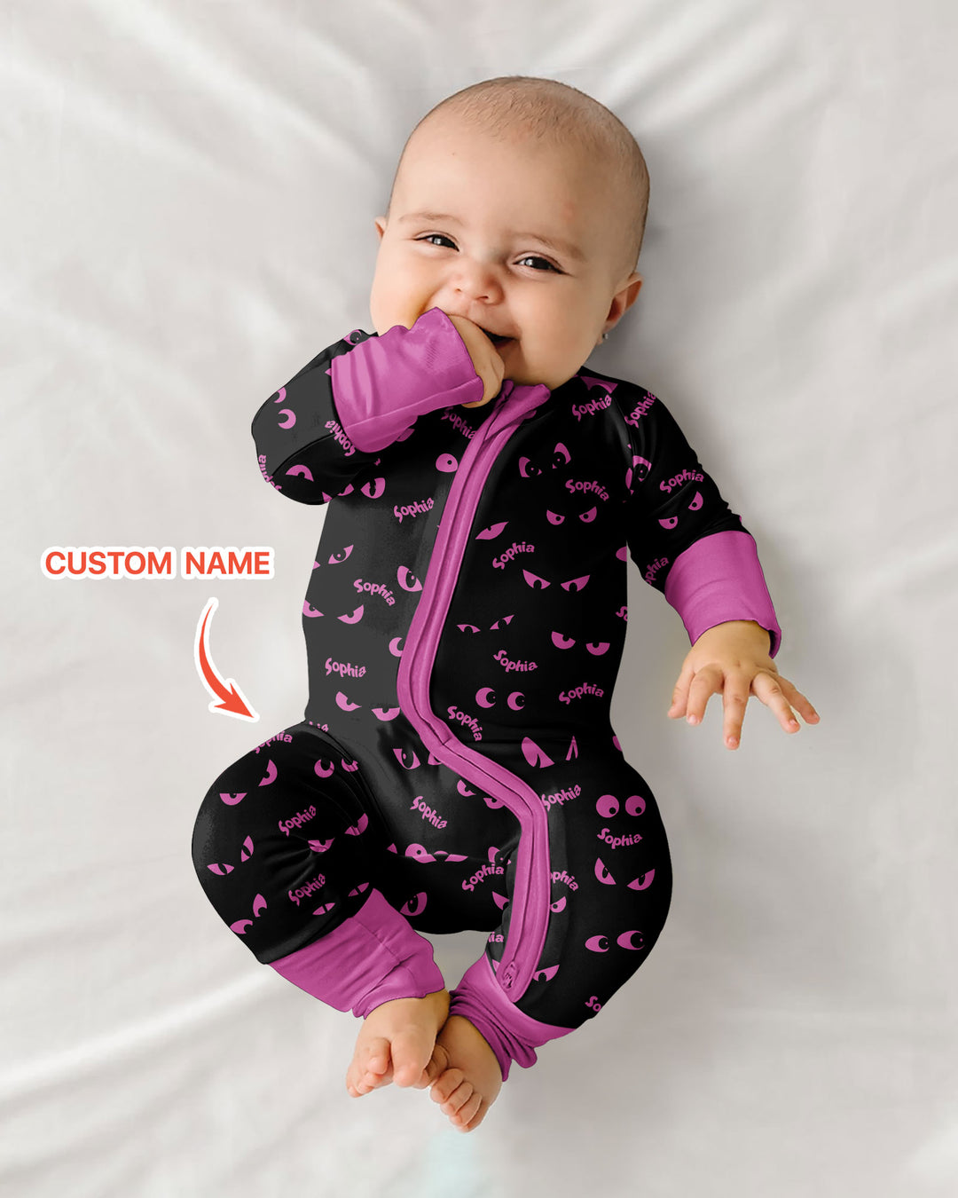 Custom Name Halloween Spooky Cat Eyes -  Personalized Convertible Zippy