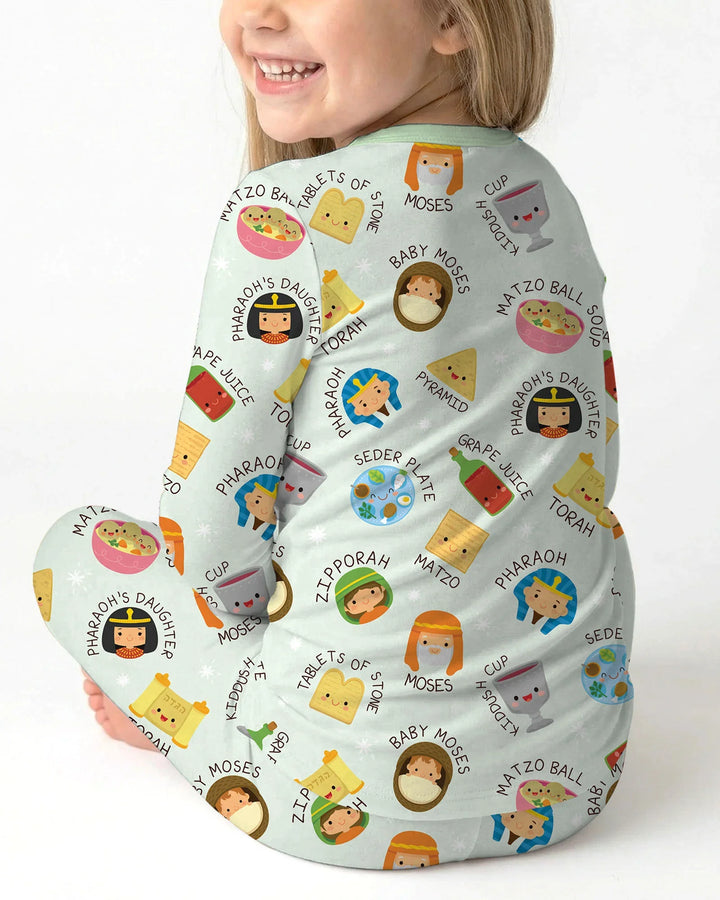 Cute Passover Characters Bamboo Two Piece Long Sleeve Pajama Set