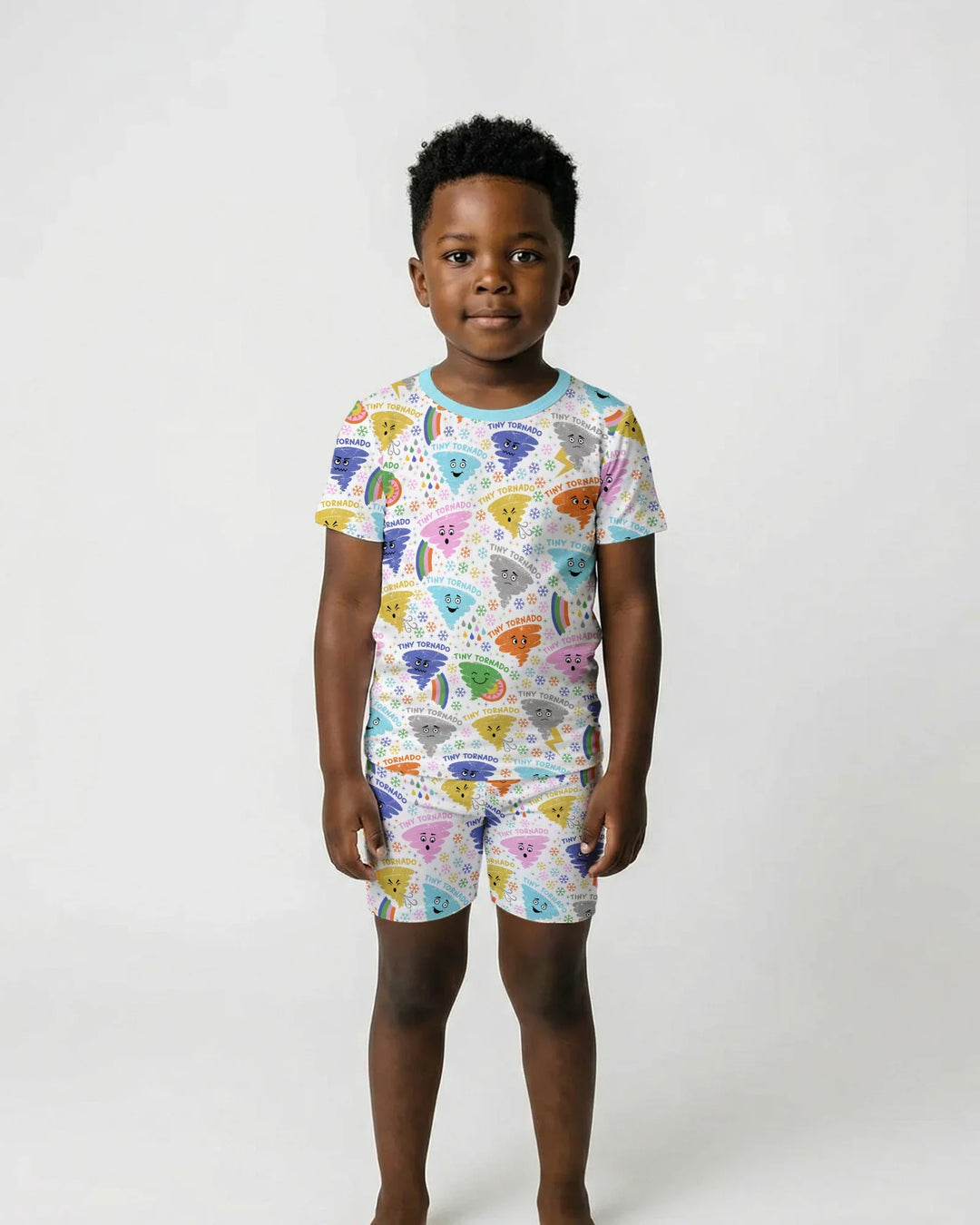 Tornado Family Matching Bamboo Two Piece Short Sleeve Shorts Pajama Set