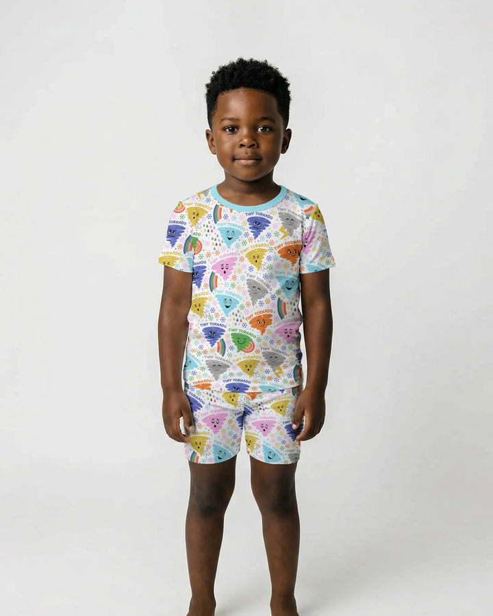Tornado Family Matching Bamboo Two Piece Short Sleeve Shorts Pajama Set