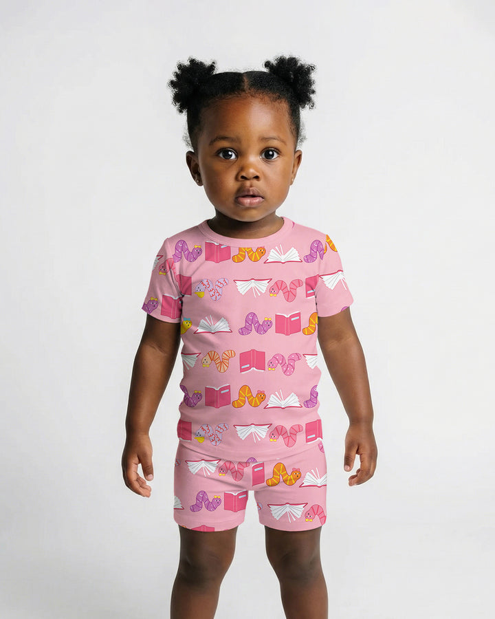 Bookworm Family Matching Bamboo Two Piece Short Sleeve Shorts Pajama Set