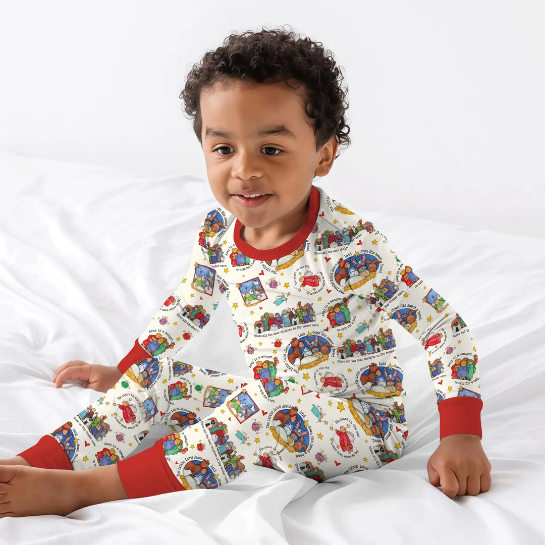 Zweiteiliges Langarm-Pyjama-Set mit Sommerfrüchten