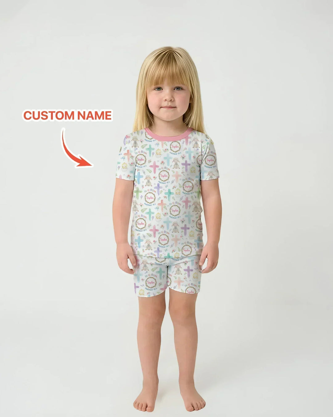 He Is Risen Personalized Two Piece Short Sleeve Shorts Pajama Set