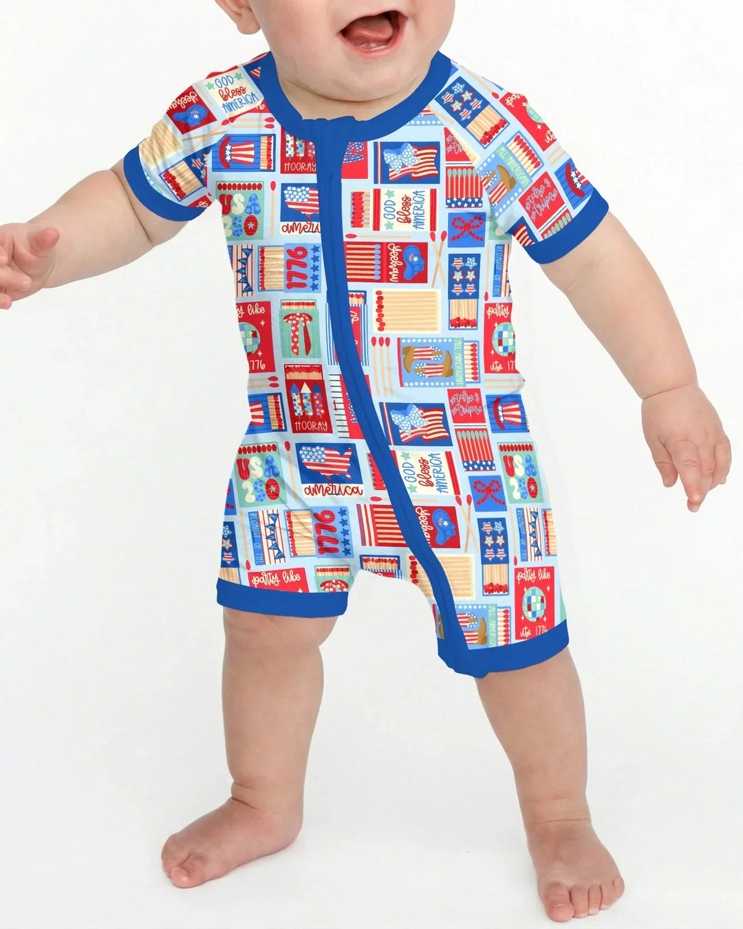 Patriotic Matchbox Family Matching Bamboo Shorty Zippy