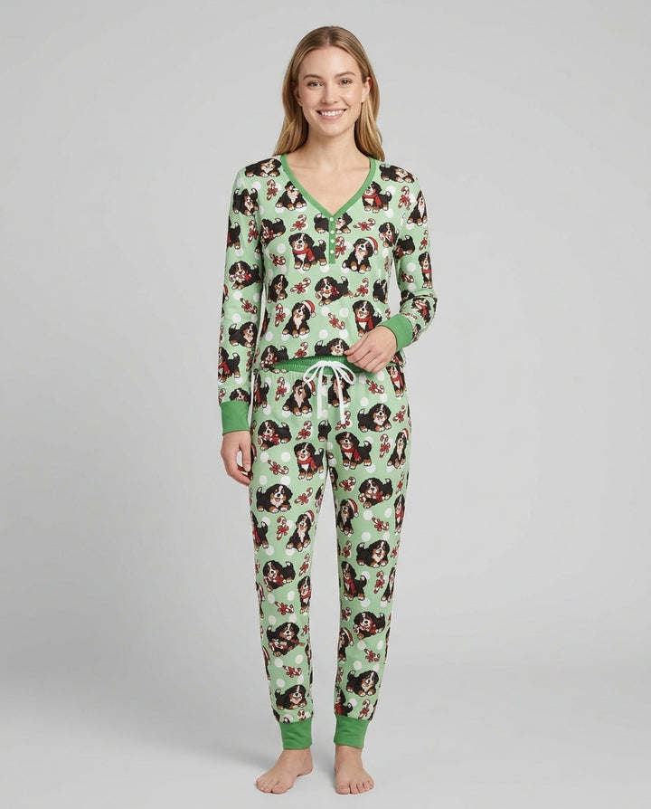 Holiday Bernese Mountain Christmas Dog Bamboo Women Pajama Set