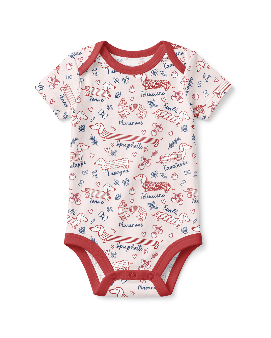 Funny Dachshund Pasta Pups Bamboo Bodysuit