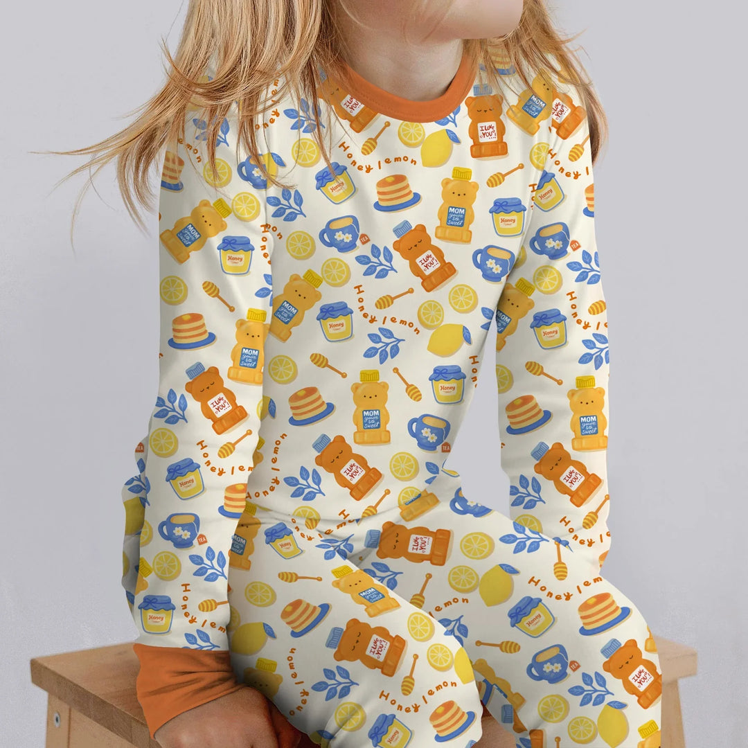Honey Bear Bottle Two Piece Long Sleeve Pajama Set