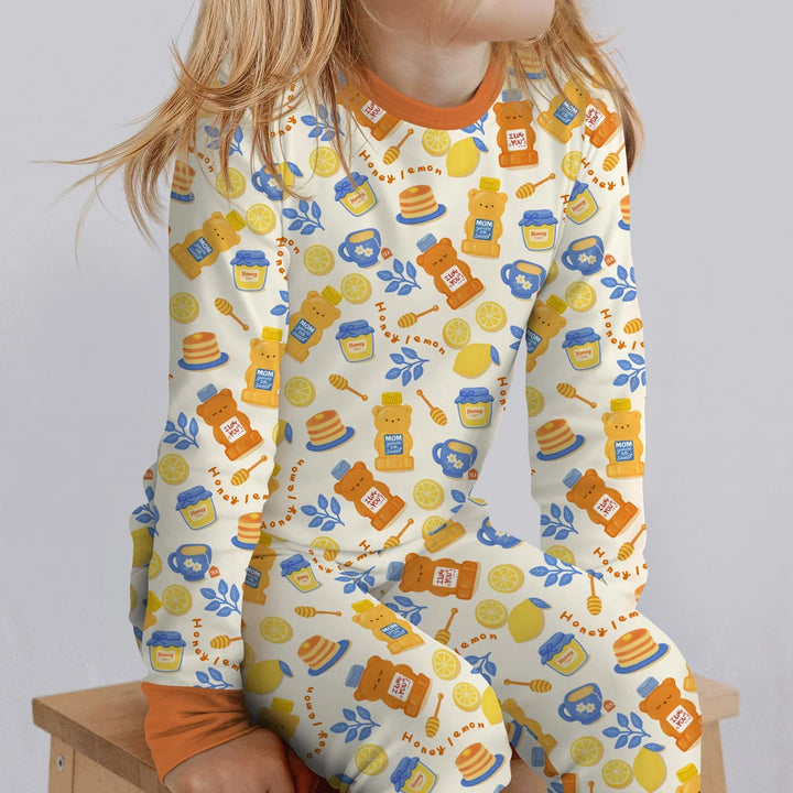 Honey Bear Bottle Two Piece Long Sleeve Pajama Set