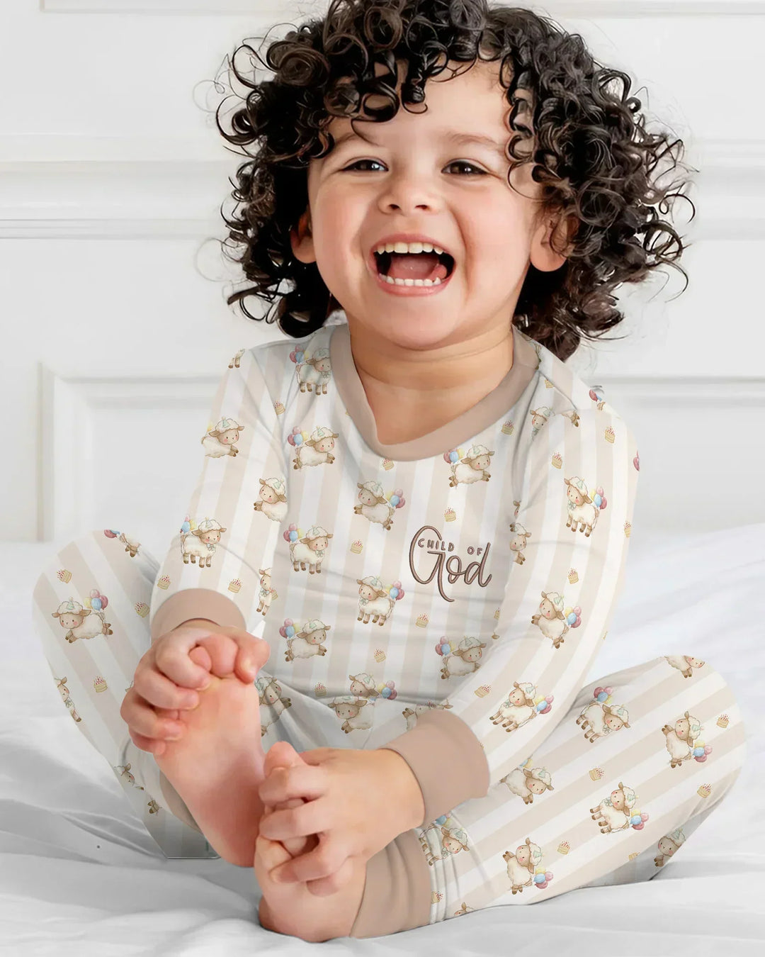 Child Of God Embroidered Baby Bamboo Two Piece Long Sleeve Pajama Set