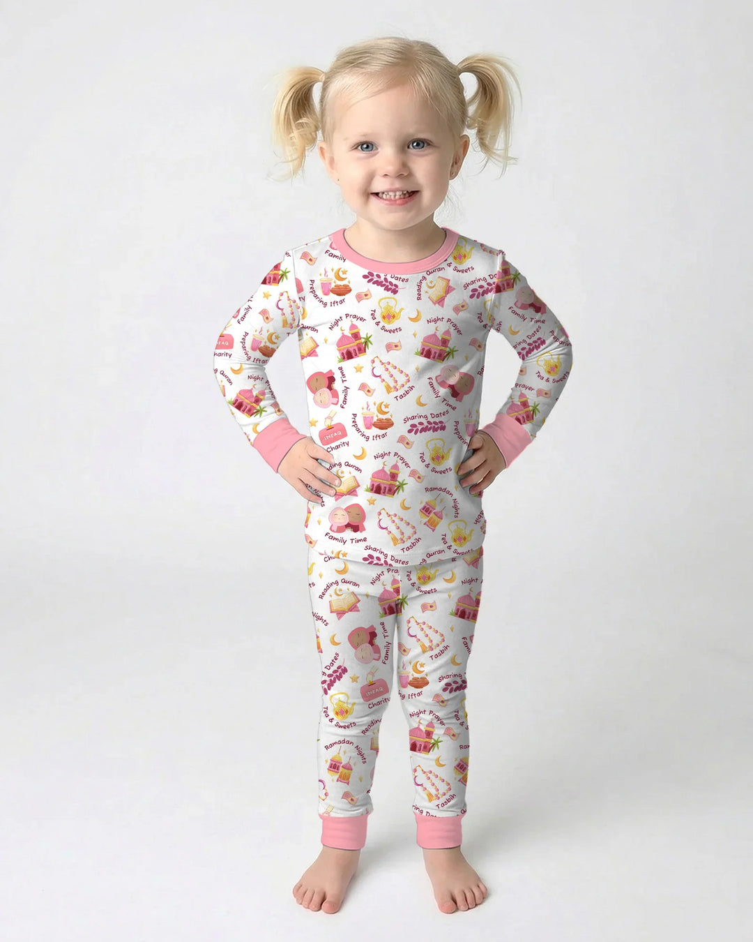 Ramadan Mubarak Matching Family Two Piece Long Sleeve Pajama Set