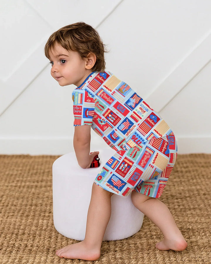 Template Zweiteiliges Pyjama-Set mit kurzen Ärmeln und Shorts