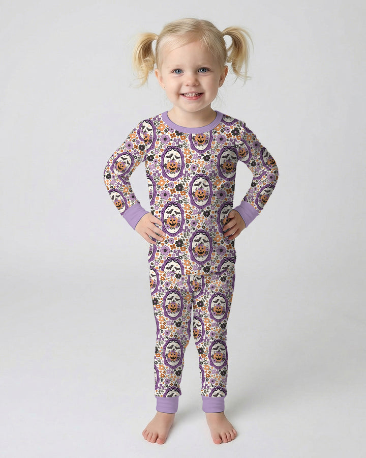 Pumpkin Cameo Garden Bamboo Two Piece Long Sleeve Pajama Set