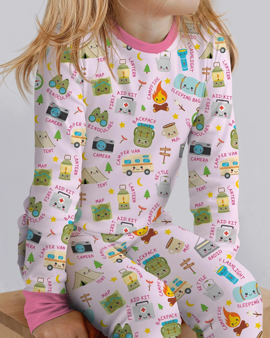 Little Camp Adventure Family Matching Two Piece Long Sleeve Pajama Set