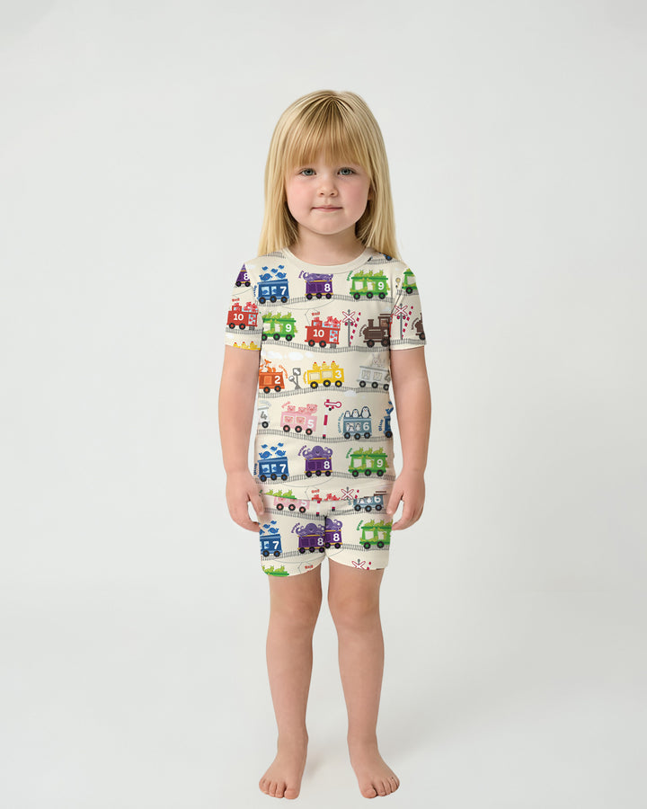 Color Train Bamboo Two Piece Short Sleeve Shorts Pajama Set
