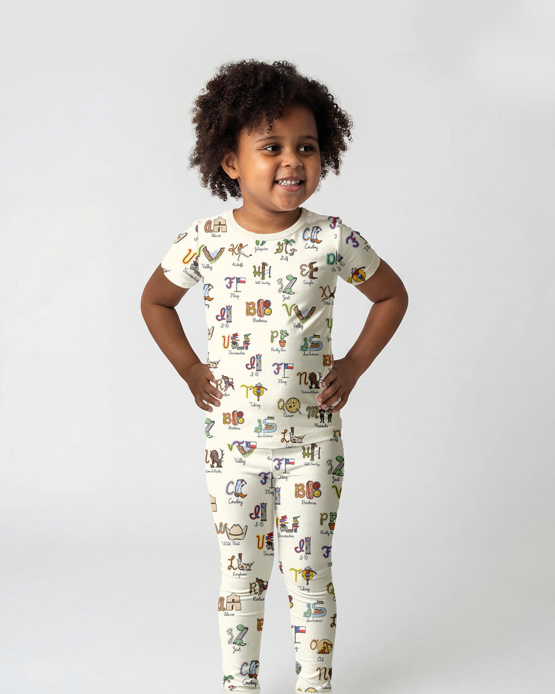 Texas Alphabet Bamboo Two Piece Short Sleeve Pajama Set