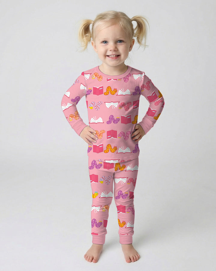 Bookworm Family Matching Bamboo Two Piece Long Sleeve Pajama Set