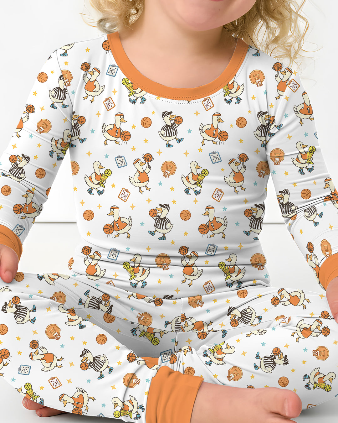 Silly Goose Playing Basketball Bamboo Two Piece Long Sleeve Pajama Set
